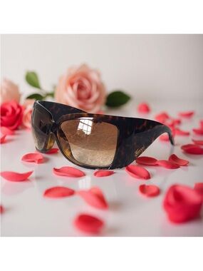 Gucci Tortoiseshell Wrap Sunglasses with Brown Gradient Lenses w/COA